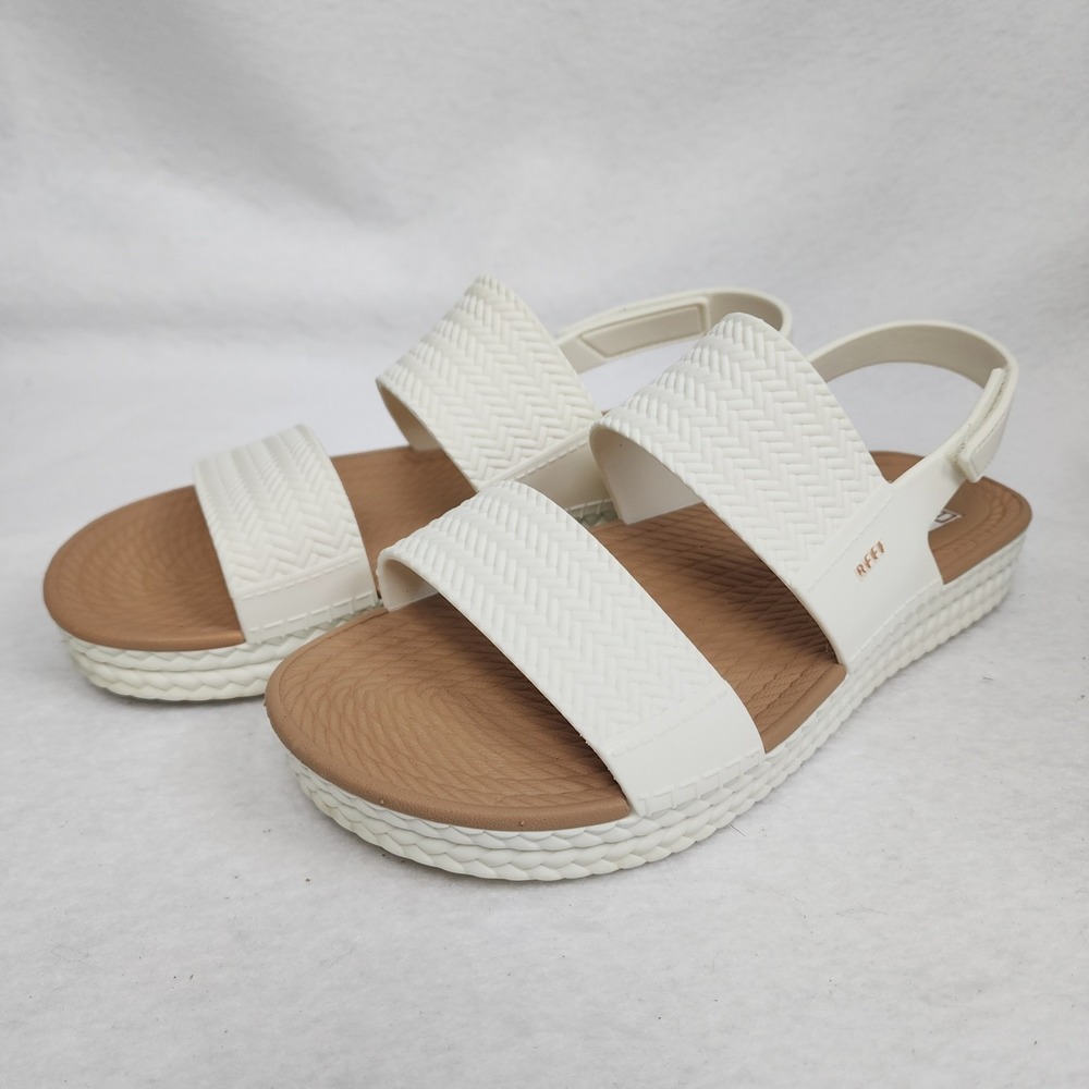 Reef Water Vista Women US 8.5 Water Friendly Sandals White Tan Comfort Slingback